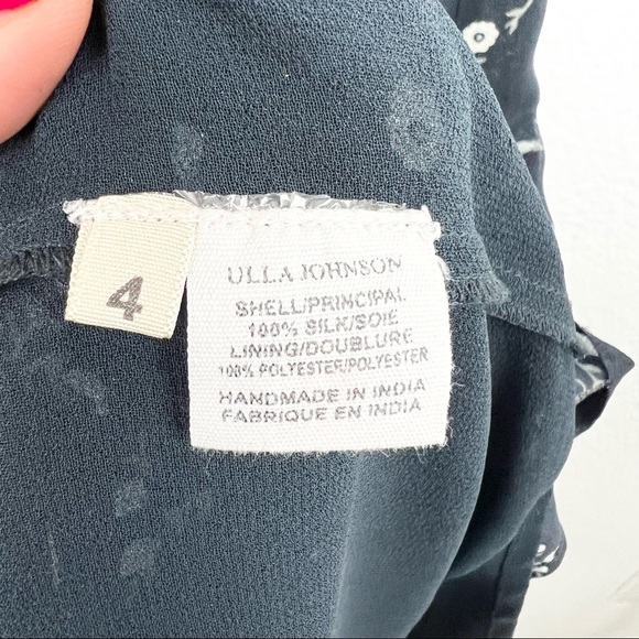 ULLA JOHNSON Leena Silk Embroidered Floral
Printed Midi Boho Dress, Black Size 4 - Picture 10 of 12